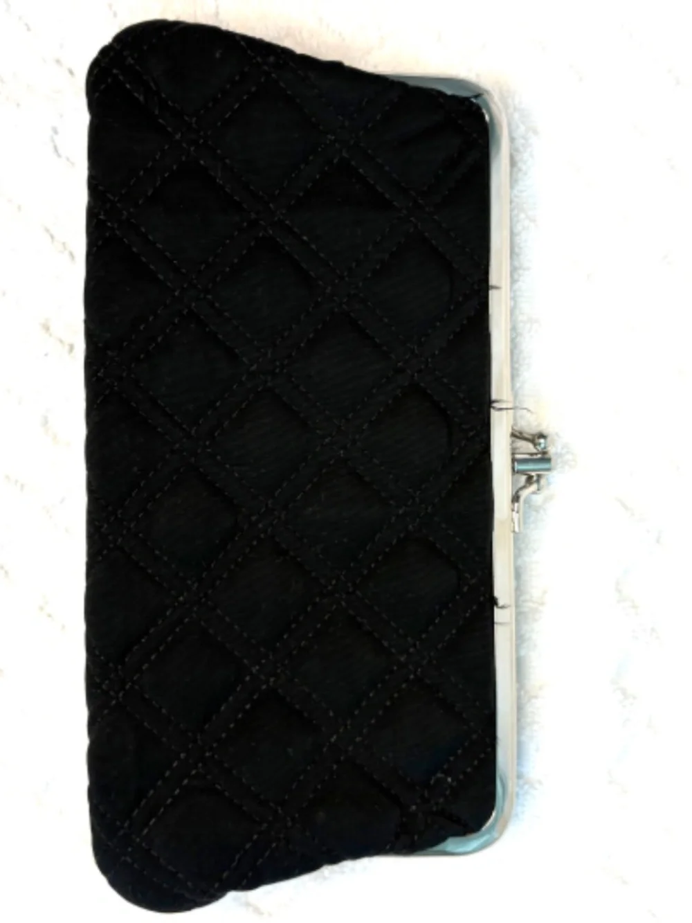 Vera Bradley Black Quilted Kiss Lock Wallet | Fabric Coin Purse Clutch